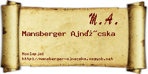 Mansberger Ajnácska névjegykártya